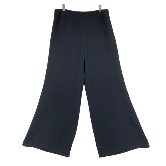 Oscar de la Renta Pants - Oscar De La Renta Women Black Side Zipper Pull On Wide Leg Trouser Pant Size 10